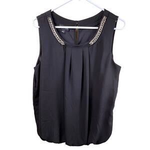 IN Studio Womens Black Tank Top Embellished Blouse Size L